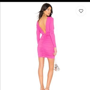 Hot Pink backless LS mini dress- revolve